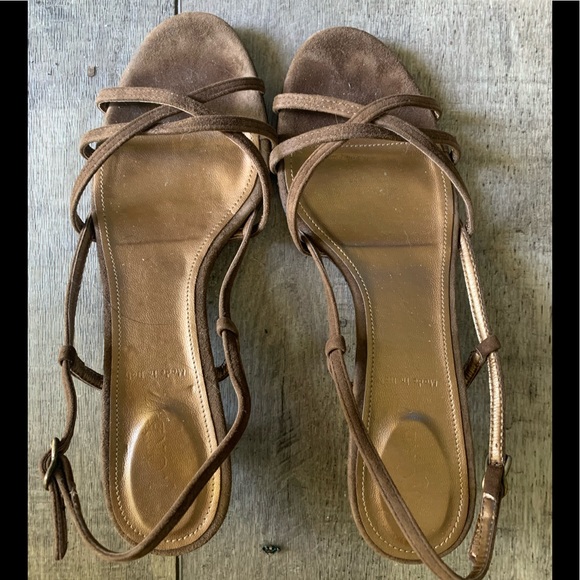 J. CREW ITALIAN LEATHER KITTEN HEEL SANDALS, 8